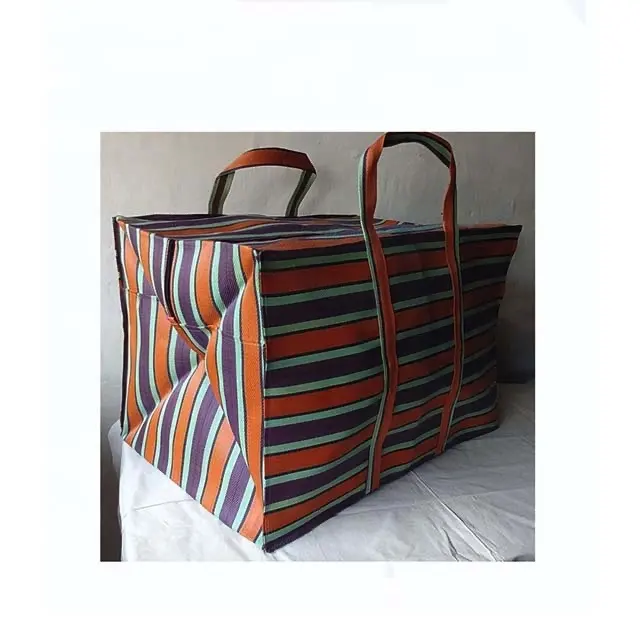 인도 제조 재활용 나일론 점보 가방 코튼 웨빙 스트랩/인도 시장 쇼핑 가방.