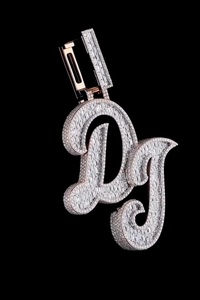 Custom Moissanite Initial Pendant Letter Dg Emerald Cut 925 <b>Silver</b> Luxury Hip Hop Jewelry Unisex Everyday Wear - Product Image 4