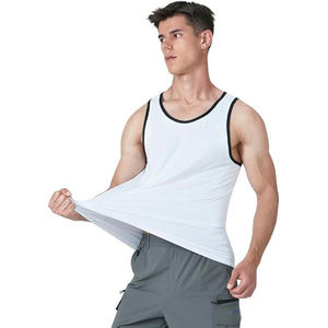 Camiseta deportiva sin mangas de algodón y spandex para hombre, elástica, transpirable, para gimnasio y fitness. - Product Image 1