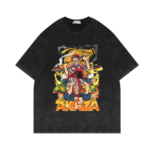 Camiseta de Hombre Oversize con Estampado de Anime, 100% Algodón Lavado, Manga Corta, Estilo Hip Hop Urbano, Top Casual de Verano, Camiseta Gráfica Vintage - Product Image 4