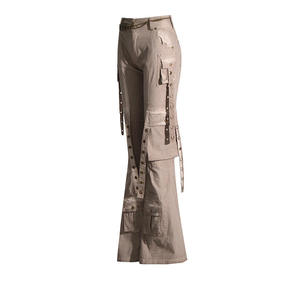 High Waisted Cargo <b>Pants</b> <b>Women</b> <b>Plus</b> <b>Size</b> Loose Fit Full Length Utility Style With Multiple Pockets Solid Color Canvas <b>Trousers</b> - Product Image 5