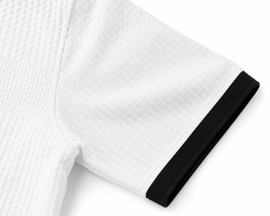 Chemise à manches courtes en satin texturé pour homme, design à franges blanches, bordure contrastée, imprimé décontracté, 100% polyester, séchage rapide - Product Image 5