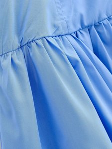 Women's High Waist Formal Denim Pencil Skirt with Pleated Detail Solid Pattern 100% Polyester All Seasons <b>Knee</b>-Length - Product Image 2