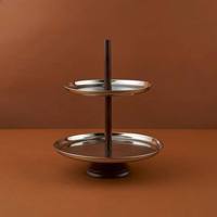 Support à gâteau en métal avec base en bois, style luxueux, design arabe, écologique, élégant, pour hôtels et fêtes, décoration de table, emballage en sac OPP