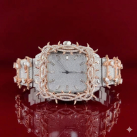 Nuevo Reloj de Hombre de Lujo con Movimiento de Cuarzo Analógico de Acero Inoxidable con Moissanita VVS, Cristal de Vidrio, Fabricante Indio, Diamante