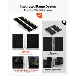 Rampa Plegable Portátil de Aluminio Antideslizante de 1.5 m (5 pies) con Capacidad de 363 kg (800 lb) para Sillas de Ruedas, Rampa para Umbral de Puerta para Discapacitados, Fácil de Usar - Product Image 2