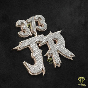 Collar Personalizado con Colgante de Letra '3T3 JR', Diamante Moissanita, Cadena Hip Hop, Estilo Iced Out, Joyería de Lujo, Regalo - Product Image 4