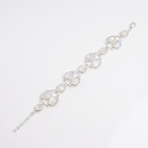 Natural Rainbow Moonstone <b>Bracelet</b> 925 Sterling Silver Adjustable Link <b>Bracelet</b> Gemstone Jewelry Minimalist Elegant Gift For Her - Product Image 1