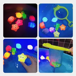 Safe Soft Vinyl Light Up In The Water Bath Swimming Children's Toys Toddler Bathtub Toys Crab Turtle Kids Bath Toys