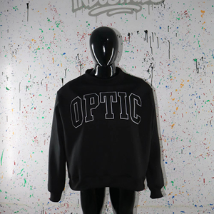 Sweat-shirt à col montant OPTIC BLACK 100% noir avec broderie appliquée, col large, URBAN PRODUCTIONS - Product Image 1