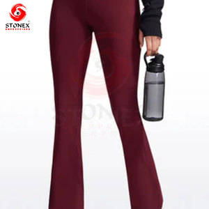 Leggings Deportivos STONEX para Mujer, Cintura Alta, Corte Acampanado, Color Sólido, Franja Lateral, Pantalones de Yoga Transpirables, Tejidos, Largos - Product Image 2