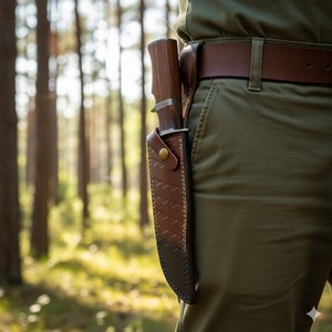 Couteau de chasse à lame fixe en acier Damas OEM, pointe clip, bord biseauté, longueur totale de 12 pouces, outils multifonctionnels pour le camping en plein air - Product Image 2