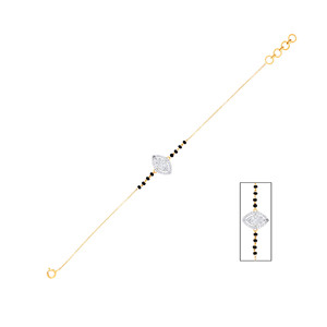 Bracelet élégant Mangalsutra à l'œil protecteur pour femmes |   Bracelet chaîne ajustable plaqué or 18 carats avec diamants CZ |   Minimaliste Lucky Protec - Product Image 1