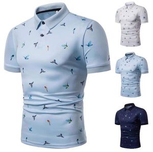 Polo Blanco de Manga Corta con Estampado de Aves, Corte Ajustado, Informal, de Popelina de Algodón Transpirable - Product Image 4