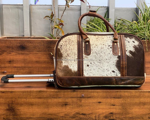 Wholesale High Quality Genuine Leather <b>Trolley</b> <b>Bags</b> Wheeled Cowhide Luxury Duffle <b>Bags</b> Convenient Travel Carry On Clothing <b>Bags</b> - Product Image 2