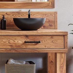 Meuble de salle de bain moderne en bois massif avec double vasque, étagère de rangement spacieuse et comptoir de qualité supérieure pour maison de luxe - Product Image 3
