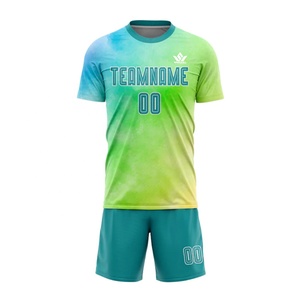 Conjunto de Camiseta de Fútbol Personalizada con Degradado, Manga Corta, Cuello Redondo, Poliéster que Absorbe la Humedad, Cintura Elástica, Nombre del Equipo Personalizado en la Parte Delantera - Product Image 1