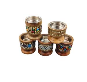Handmade Eco-Friendly Wooden Mubkhar Agarwood Bakhoor Incense <b>Burner</b> Metal Resin Bead Incense Holder Decorative Home Fragrance - Product Image 2