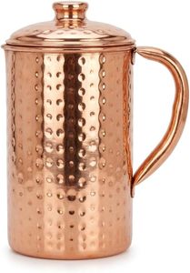 Carafe en cuivre artisanale avec couvercle et deux verres, design martelé vintage, pour la table à manger - Product Image 4