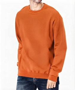 Sudadera de Cuello Redondo Color Naranja para Hombre, Corte Regular, Tejido de Punto, Color Sólido, Estilo Casual para Otoño - Product Image 1