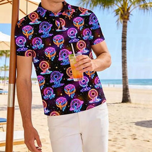 Camiseta Polo de Golf con Estampado de Donut Galaxy para Hombre, Personalizada, de Secado Rápido, Deportiva, de Manga Corta, Ligera - Product Image 4