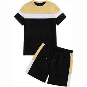 เสื้อยืดพิมพ์ลายตามสั่ง สไตล์สตรีทฤดูร้อน ผ้าฝ้าย 100% ระบายอากาศได้ดี และกางเกงขาสั้นผ้าโพลีเอสเตอร์ตาข่าย ชุดเซ็ตคู่ บริการ OEM - Product Image 1