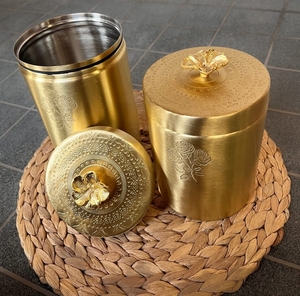 Luxury Heritage Canister Brass <b>Jar</b> for Wedding-Stackable Dishwasher Safe & Moisture-Proof - Product Image 3