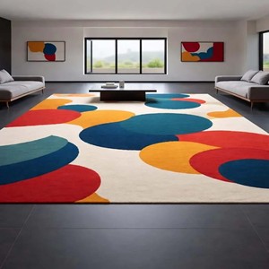 Alfombra Moderna Colorida y Abstracta, Alfombra de Lana Hecha a Mano, Alfombra Acogedora, Alfombra Decorativa para el Hogar, Alfombra para Sala de Estar, Decoración del Hogar - Product Image 1