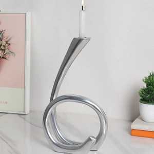 Apex <b>Silver</b> Spiral <b>Candlestick</b> Holder Modern Home Decoration 10 Inch Height Durable Design - Product Image 1
