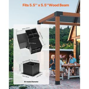 Kit di 8 staffe per pergola 6x6, connettori angolari a 3 vie per impieghi gravosi, facili da installare, per lavori in legno fai-da-te, supporti per scaffali - Product Image 2