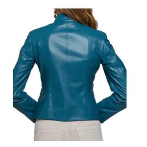 Women Leather <b>Jackets</b> <b>Light</b> Color Fashionable Outerwear Custom Made Genuine Cow Hide Women Leather <b>Jacket</b> Black Color Zip Up - Product Image 4