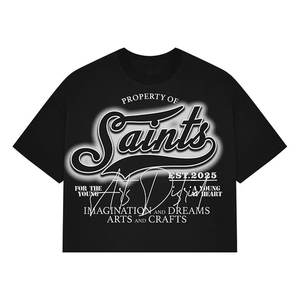 T-shirt court Saints Arts District, coupe oversize, manches courtes, col rond, style streetwear, homme, noir, jersey de coton, imprimé devant - Product Image 2