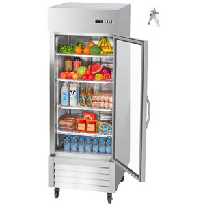 Frigorifero Commerciale per Cucina, Larghezza 29.02, Verticale, Sbrinamento Automatico, Porta Singola in Vetro, 21.5 Cu.ft - Product Image 1