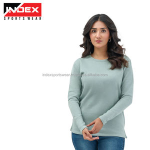 Sudadera Deportiva de Cuello Redondo para Mujer, Color Sólido, Manga Larga, Tejido de Algodón, Ropa Casual de Otoño para Adultos - Product Image 3