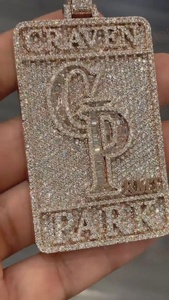 Colgante Redondo Personalizado de Moissanita con Letras, Bicolor, Estilo HipHop, Rapper, Bling, Lujo, Certificado, Plata 925, Chapado en Oro, Regalo - Product Image 3