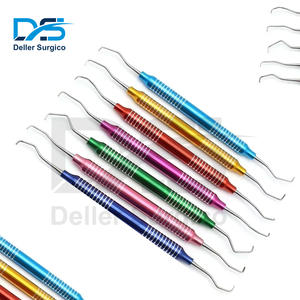 Kit dentaire 7 Curettes Gracey à manche creux, multicolores, en acier inoxydable, pour détartrage chirurgical et composite dentaire manuel - Product Image 3
