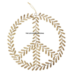 Multi Purpose Gold Metal Leaf Wreath with Floral Ring Design for <b>Front</b> <b>Door</b> Wall Window and Party <b>Decoration</b> - Product Image 1