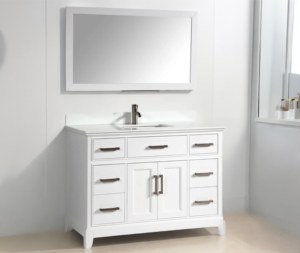 Moderno y Lujoso Set de Espejo y Mueble de Baño de Madera Sólida de 48 Pulgadas, Color Blanco, con Espejo y Accesorios para Apartamentos - Product Image 2