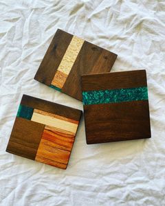 Classic Design Eco-Friendly Wood Resin 4x4 Coasters Tea Coffee Wine Glass Mats <b>Pads</b> Homeware Tableware Dinnerware Hotel Decor - Product Image 2