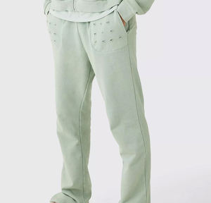 Men's Hooded Tracksuit Set Solid Color <b>Full</b> <b>Zip</b> <b>Sweatshirt</b> Casual Wear Autumn Style 100% Cotton French Terry Fabric - Product Image 3