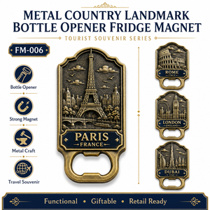 Décapsuleur magnétique en métal pour réfrigérateur, points de repère de la ville : <span class=keywords><strong>Paris</strong></span>, Rome, Londres, Dubaï - Vente en gros - Product Image 5