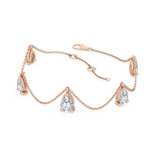 Bracelet éblouissant en or rose 9 carats avec diamants de laboratoire taille poire de 2,00 CTW - Product Image 2