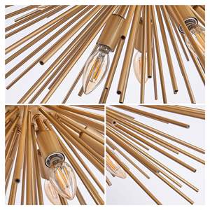 Mid-Century Modern 12-Light Starburst <b>Chandelier</b> 29\" Gold <b>Sputnik</b> Pendant Light Fixture for Living Room Dining Room Foyer-Bulb - Product Image 6