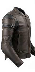 Chaqueta de Motociclista Ravager de Cuero Marrón Desgastado con Armadura - Product Image 4
