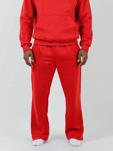 Nouveau pantalon de survêtement rouge personnalisé 2026 pour homme – Pantalon de détente en molleton à jambe large avec taille élastique et poches - Product Image 3