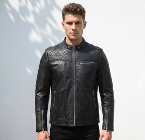Chaquetas de Motero de Cuero de Piel de Oveja Vintage Personalizadas para Hombre |   Cuello Alto Impermeable de Alta Calidad y Ecológico, Fabricante OEM - Product Image 3