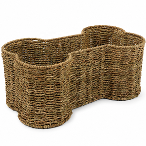 Eco-Friendly <b>Seagrass</b> Modern Geometric Shape Drink Food <b>Storage</b> <b>Basket</b> with Multifunction Organizer for Dogs - Product Image 1