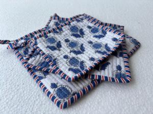 Block Print Quilted Pouch Artisan Toiletry <b>Bag</b> Cotton Makeup Organizer Handcrafted Cosmetic Case Sustainable Travel <b>Accessory</b> - Product Image 2