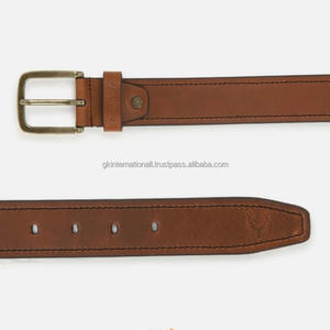 Cinturón Casual de Cuero Genuino Marrón con Acabado de Calidad y Costuras Duraderas para Hombre con Hebilla de Latón Sólido, Cinturón para Jeans - Product Image 5