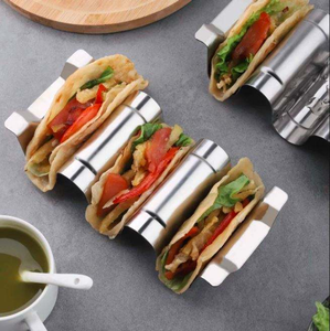 Silver Polished Stainless Steel Taco Holder with Smooth Finish Perfect for Home and Garden Taco Food Stand <b>Racks</b> - Product Image 5